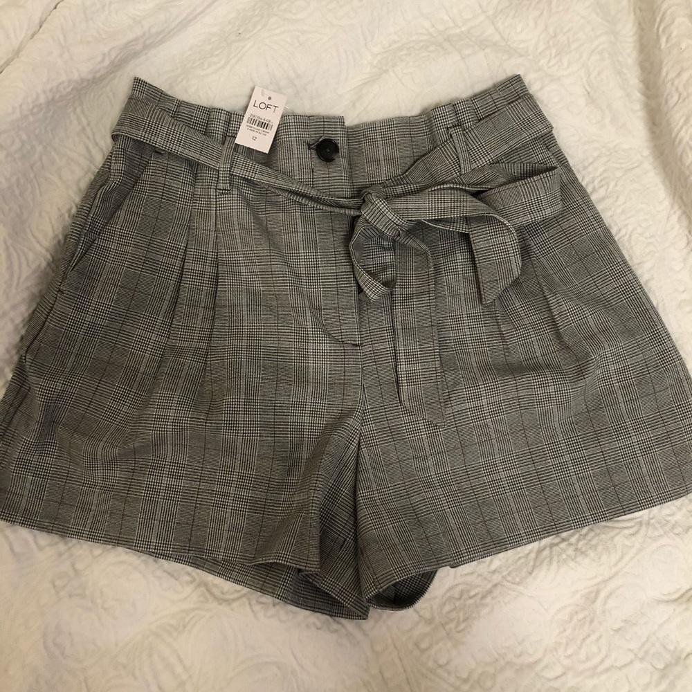 Loft Plaid High Waisted Shorts